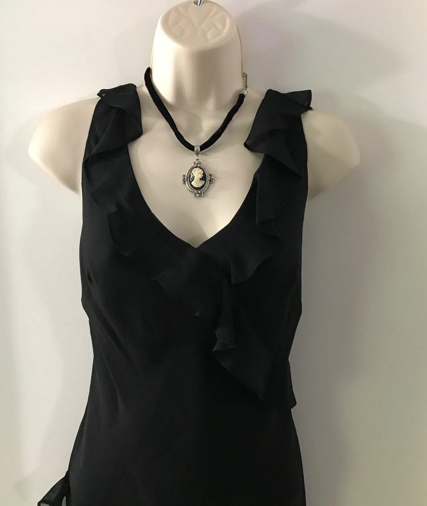 Vintage 1928 Ornate Cameo on Black Velvet Choker