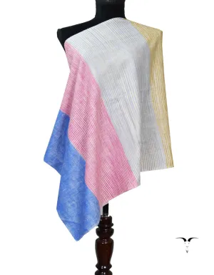 Yellow Pink and Blue Striped Pashmina Stole 7271
